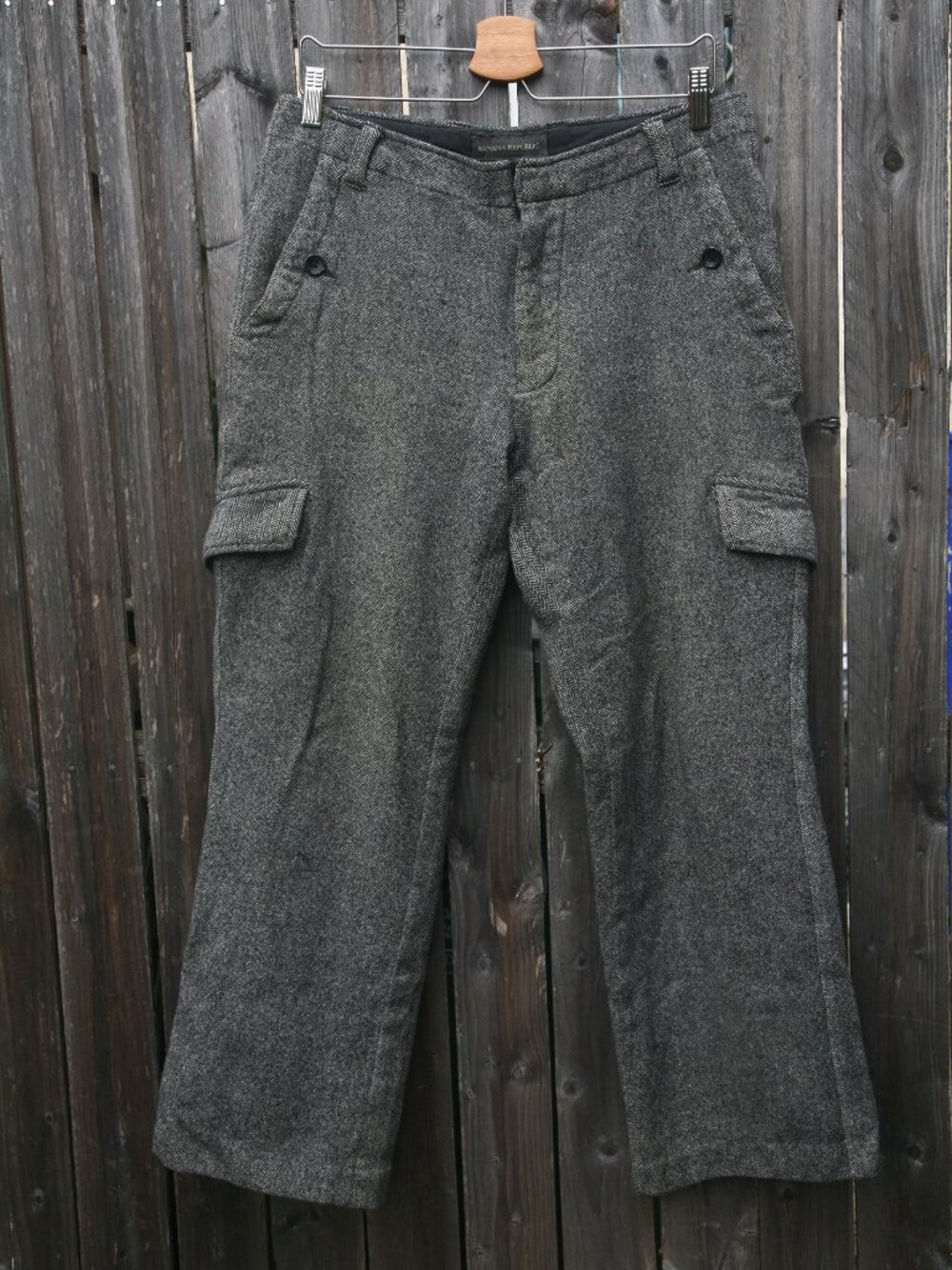 Size 32X29 - BANANA REPUBLIC Men's Gray Herringbone Wool Blend Cargo Pants